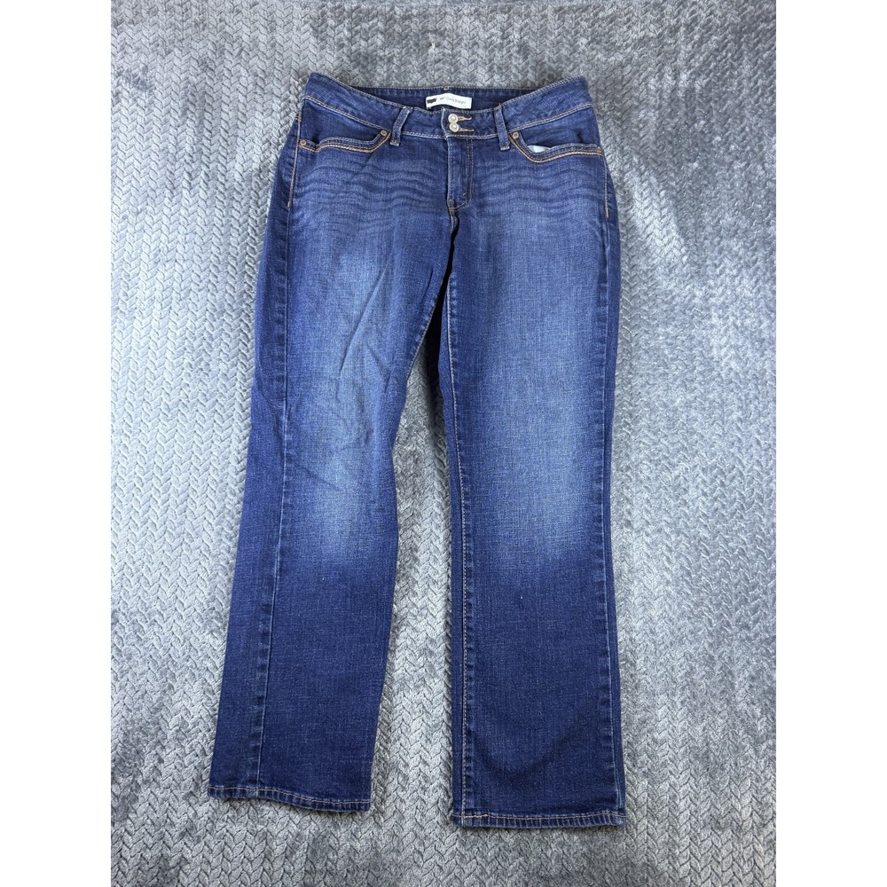 Levi's 529 Curvy Bootcut Jeans Womens 12S Blue Button Fly Mid Rise Whiskering